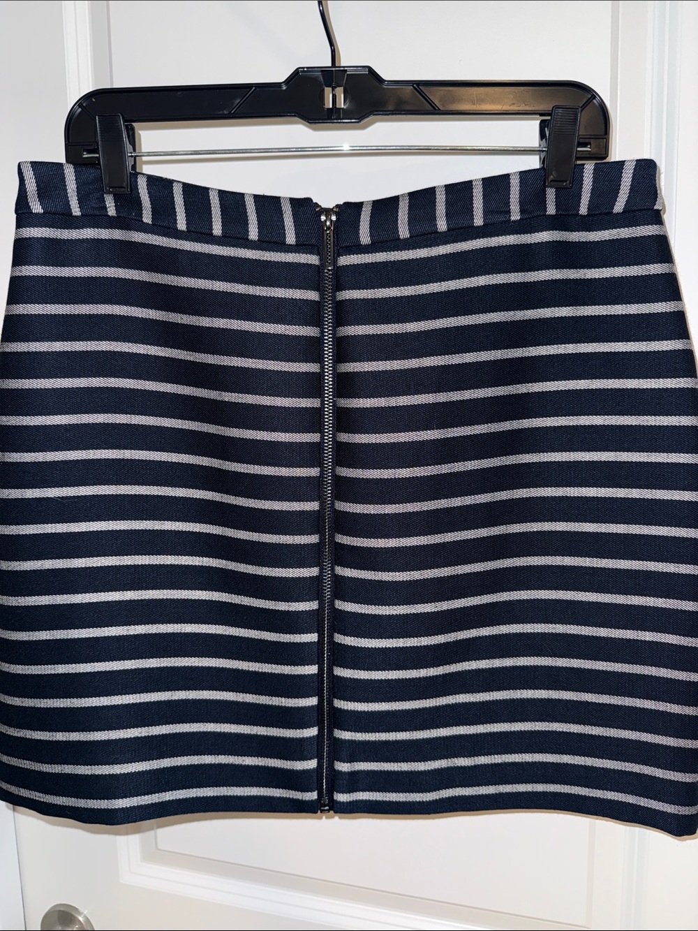 The Limited Navy & Grey Striped Zip-Front Mini Skirt